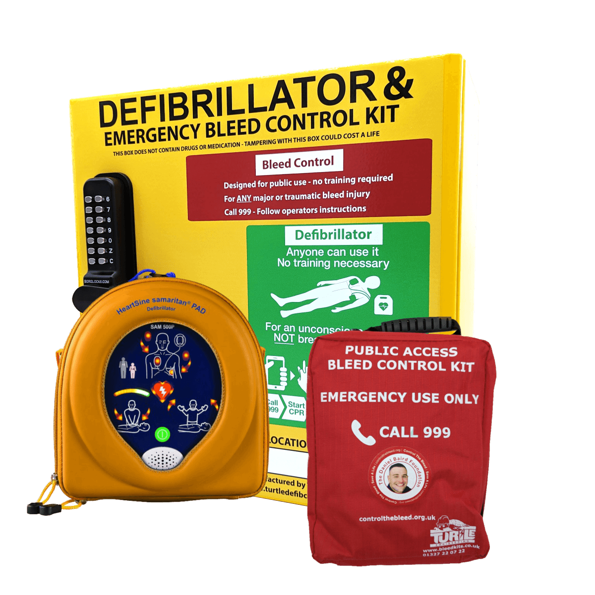 Defibrillator Cabinet, Heated, Locked, Small Sized, HeartSine 500P AED ...