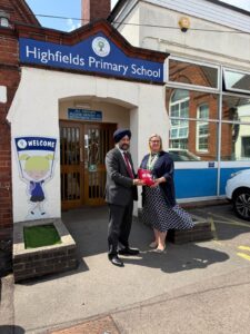 Highfields Primary School with its bleed control kit for use in the school and community emergencies.