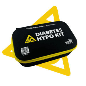 Diabetes Hypo Kit shown in its reusable black zip up case. 